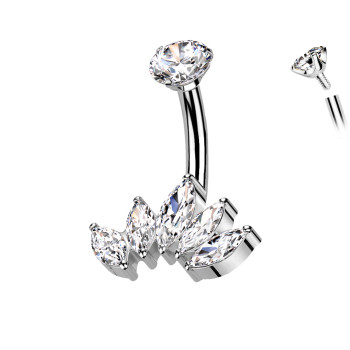 Piercing Ombelico Ventaglio di Cristalli