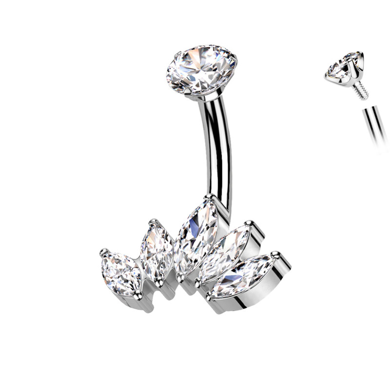 Piercing Ombelico Ventaglio di Cristalli