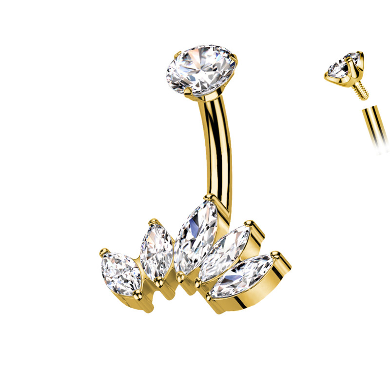 Piercing Ombelico Ventaglio di Cristalli