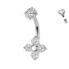 Piercing Ombelico Quattro Petali Cristallo Ghiaccio
