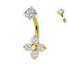 Piercing Ombelico Quattro Petali Cristallo Ghiaccio