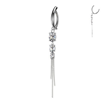 Piercing Ombelico Tre Cristalli Catenelle