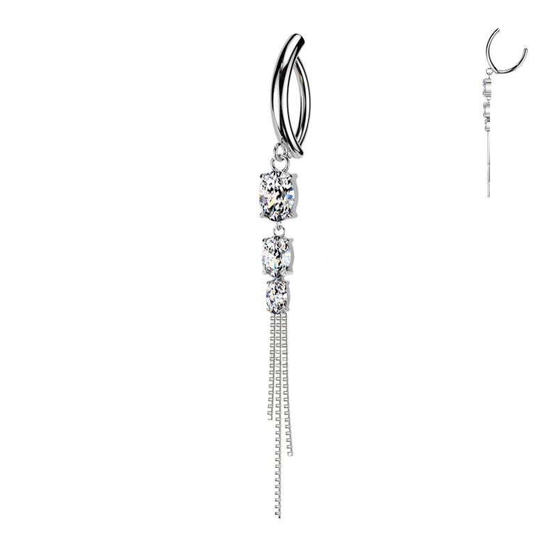 Piercing Ombelico Tre Cristalli Catenelle