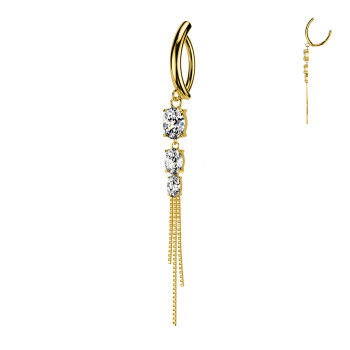 Piercing Ombelico Tre Cristalli Catenelle
