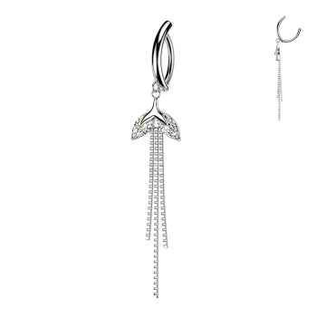 Piercing Ombelico Foglie Catenelle Cristallo Ghiaccio