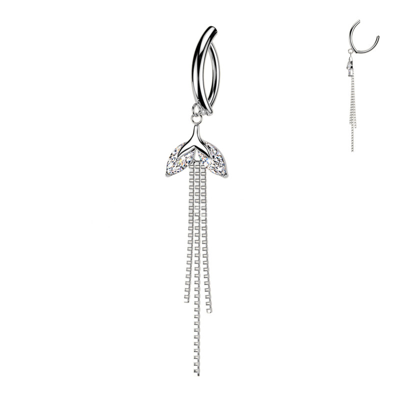 Piercing Ombelico Foglie Catenelle Cristallo Ghiaccio
