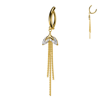 Piercing Ombelico Foglie Catenelle Cristallo Ghiaccio