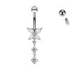 Navel Piercing with Butterfly Crystal