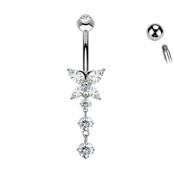 Piercing  Ombelico con Cristallo Farfalla