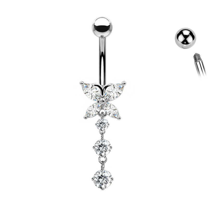 Piercing  Ombelico con Cristallo Farfalla