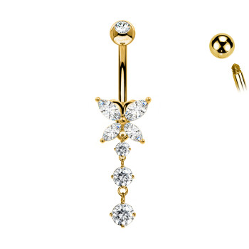 Piercing  Ombelico con Cristallo Farfalla