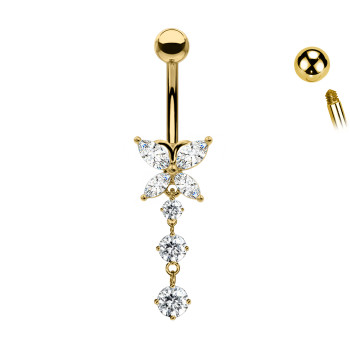 Piercing  Ombelico con Cristallo Farfalla