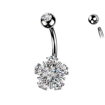 Piercing Ombelico Fiore di Cristalli