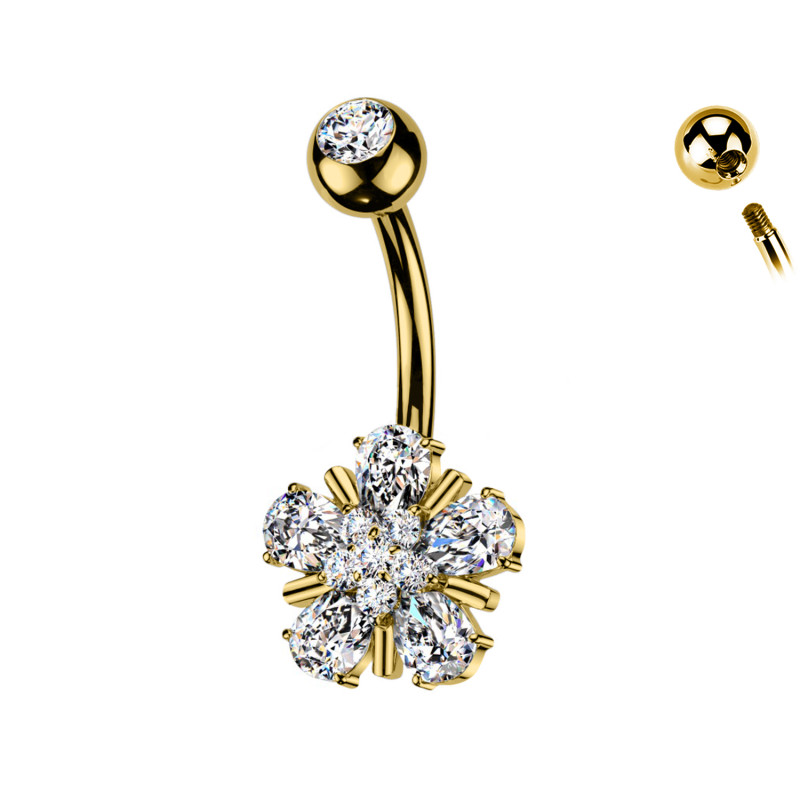 Piercing Ombelico Fiore di Cristalli
