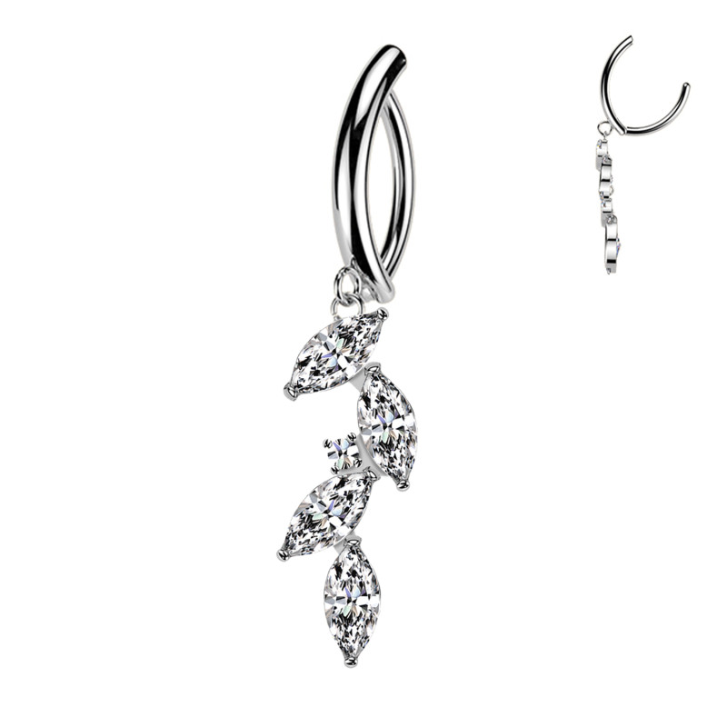 Piercing Ombelico Foglie di Cristallo