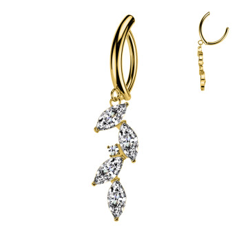 Piercing Ombelico Foglie di Cristallo