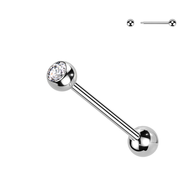 Barbell Sterile in Acciaio con Cristallo, Lingua