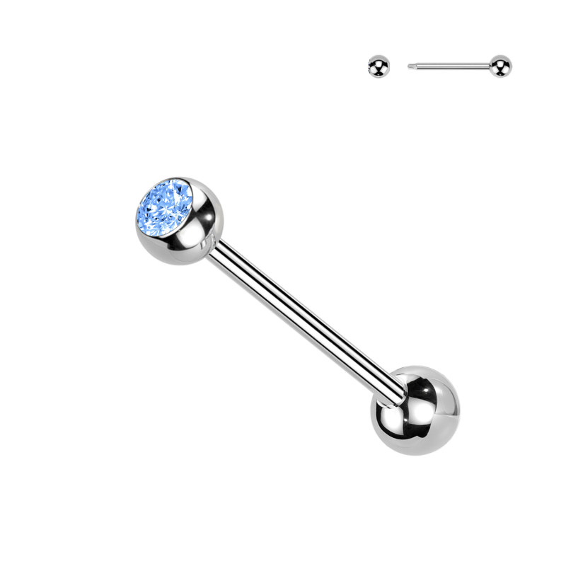 Barbell Sterile in Acciaio con Cristallo, Lingua
