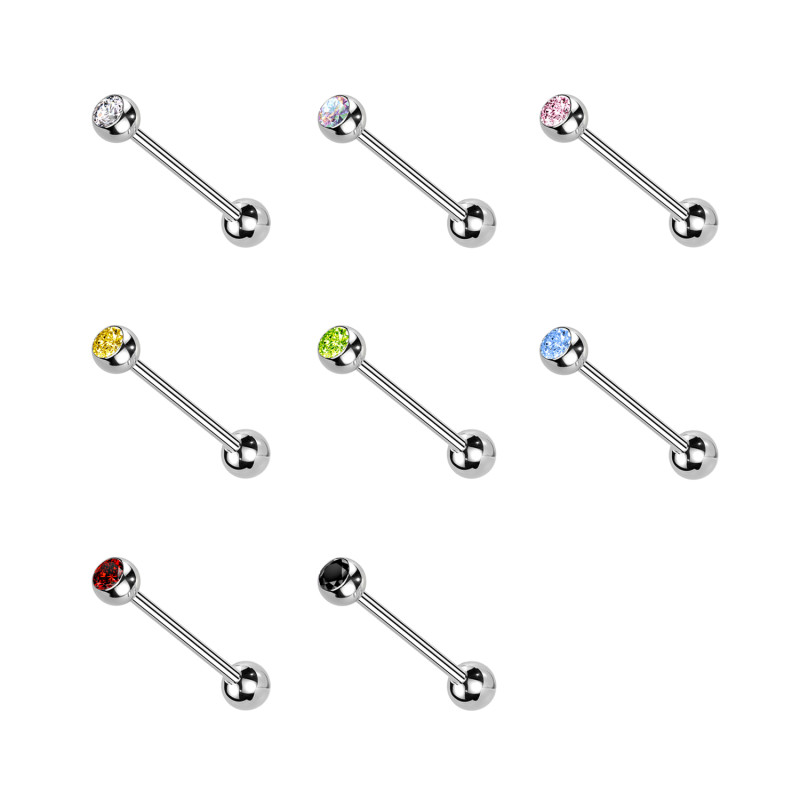 Barbell Sterile in Acciaio con Cristallo, Lingua