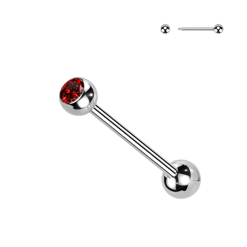 Barbell Sterile in Acciaio con Cristallo, Lingua