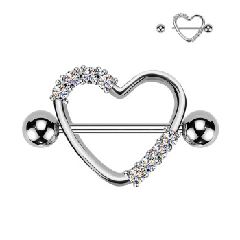 Barbell Capezzolo con Cuore Cristalli