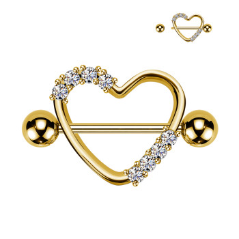 Barbell Capezzolo con Cuore Cristalli