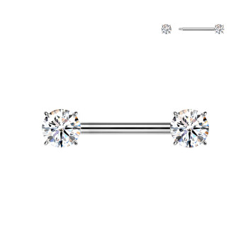 Piercing al Capezzolo Bilanciere con Zircone  Filettature Esterna