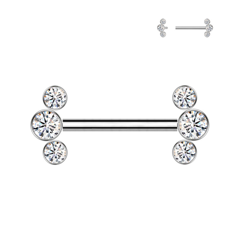 Internally Threaded Barbell with Crystals
