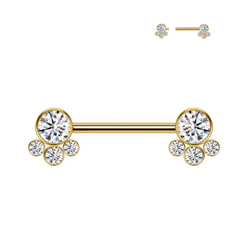 Barbell Capezzolo con 4 Cristalli Push-In