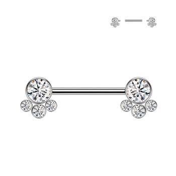 Barbell Capezzolo con 4 Cristalli Push-In