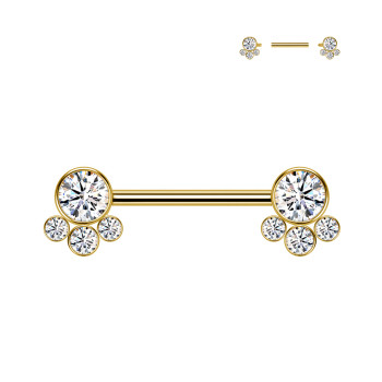 Barbell Capezzolo con 4 Cristalli Push-In