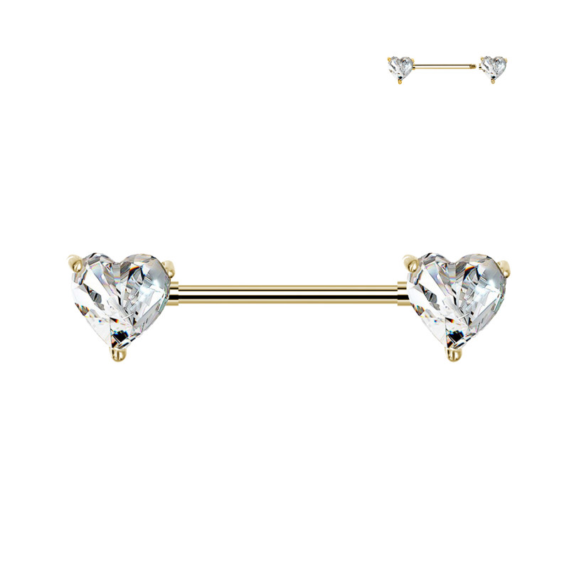Barbell Capezzolo con Cuore Cristalli, Capezzolo