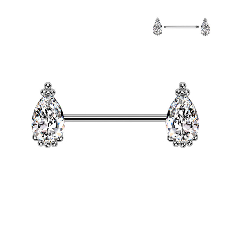 Nipple Barbell with Crystals, Nipple