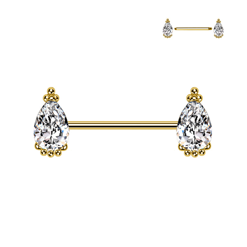 Nipple Barbell with Crystals, Nipple