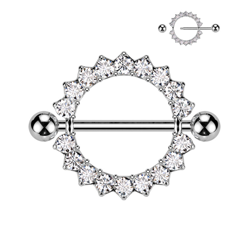 Nipple Barbell with Crystals, Nipple