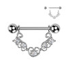 Piercing Capezzolo con Cristalli e Riccioli Ornamentali