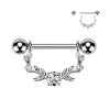 Antler-Inspired Nipple Barbell with Central Crystal