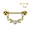 Antler-Inspired Nipple Barbell with Central Crystal