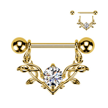 Piercing Capezzolo Cuore Stilizzato con Cristallo