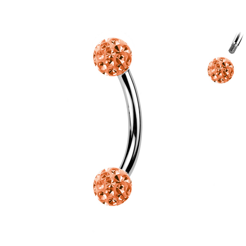 Piercing Sopracciglio a forma di Banana con palline in cristallo, Daith