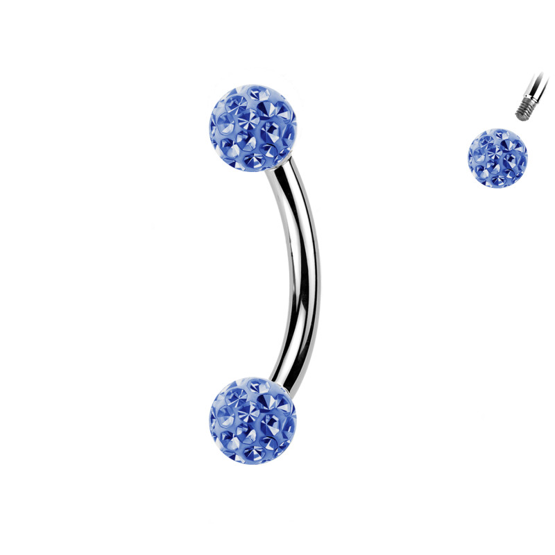 Piercing Sopracciglio a forma di Banana con palline in cristallo, Daith