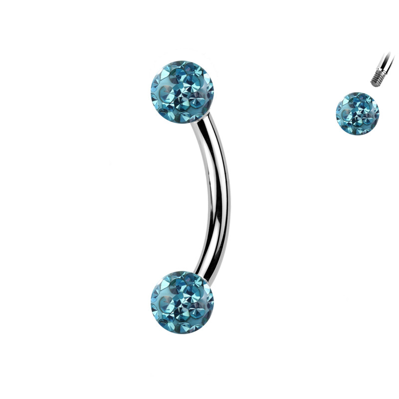 Piercing Sopracciglio a forma di Banana con palline in cristallo, Daith