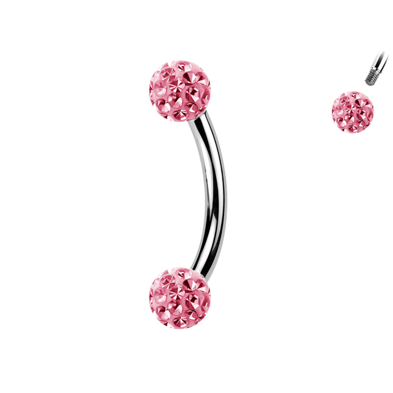 Piercing Sopracciglio a forma di Banana con palline in cristallo, Daith