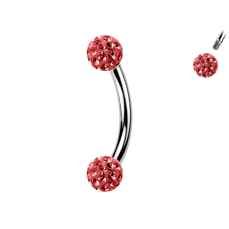 Piercing Sopracciglio a forma di Banana con palline in cristallo, Daith