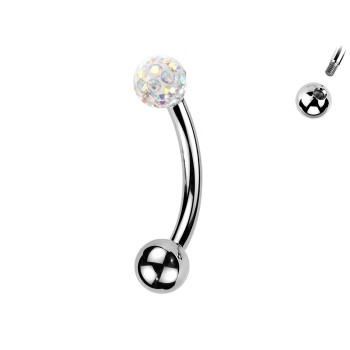 Piercing Sopracciglio a singola Pallina con Cristalli