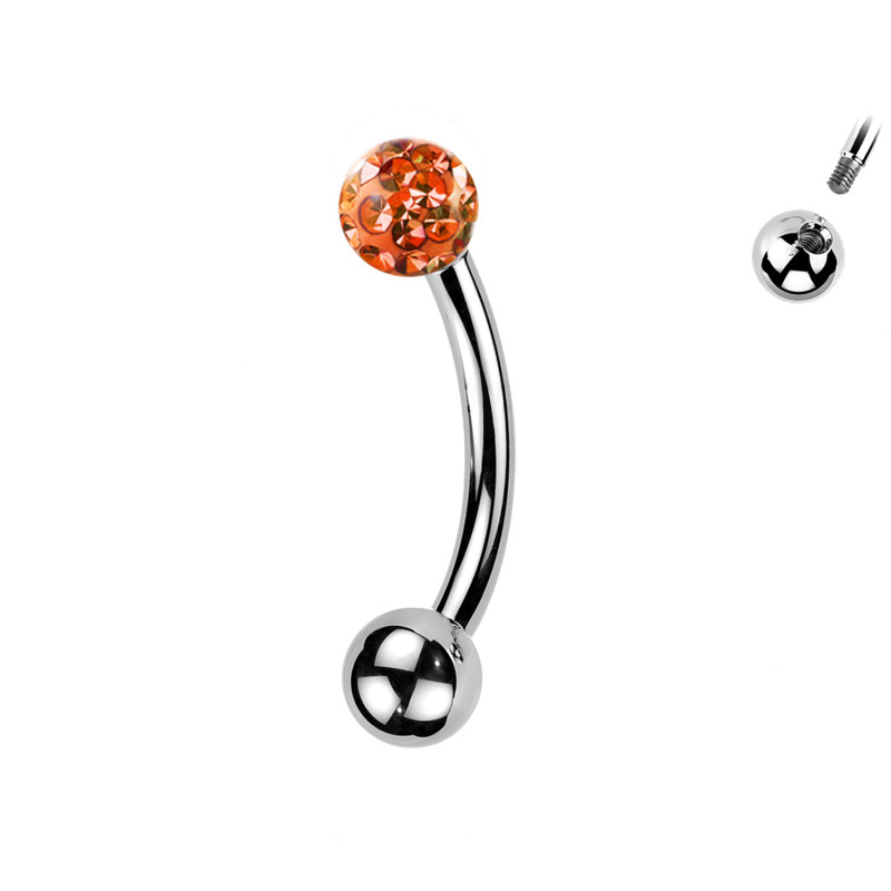 Piercing Sopracciglio a singola Pallina con Cristalli, Daith