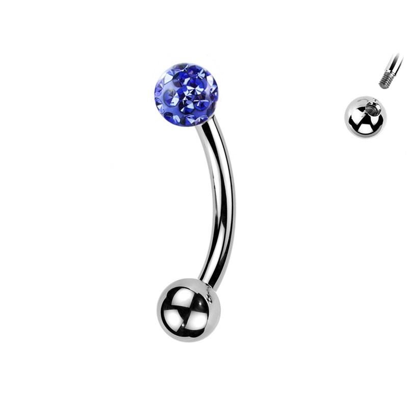 Piercing Sopracciglio a singola Pallina con Cristalli, Daith