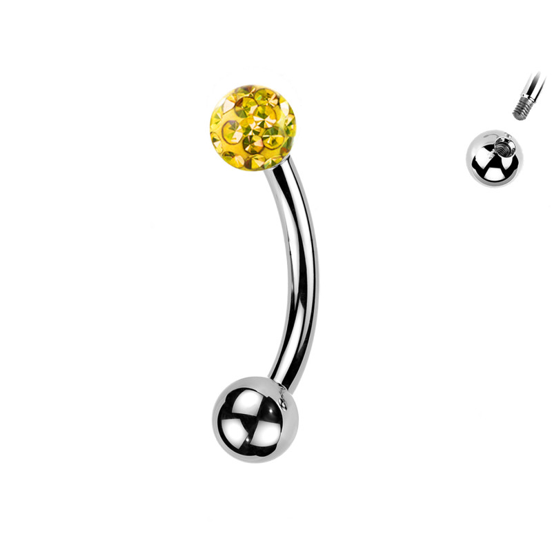 Piercing Sopracciglio a singola Pallina con Cristalli, Daith