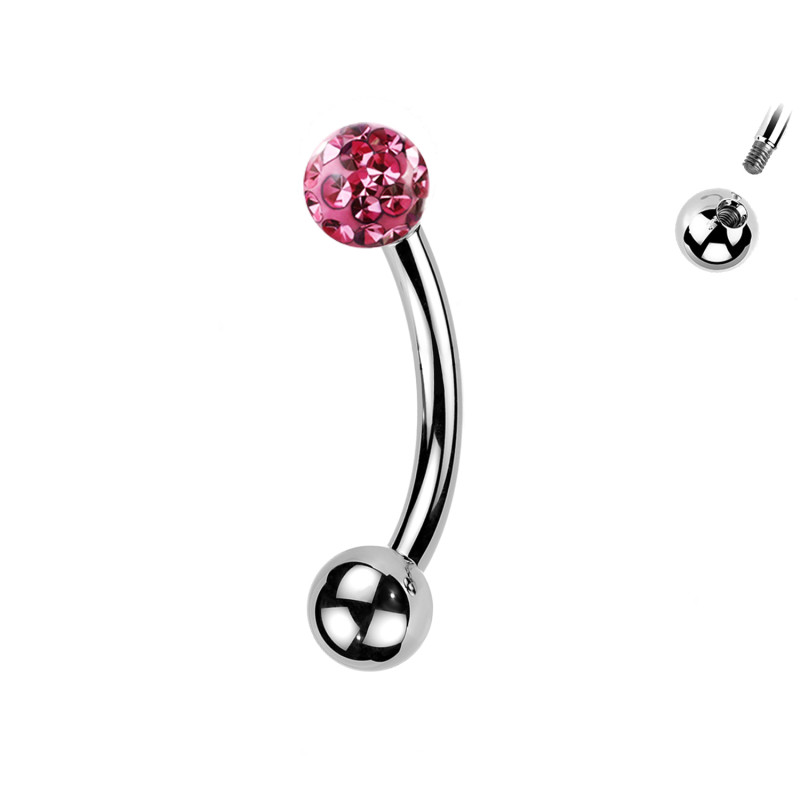 Piercing Sopracciglio a singola Pallina con Cristalli, Daith