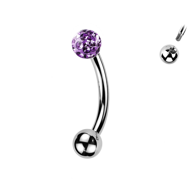 Piercing Sopracciglio a singola Pallina con Cristalli, Daith